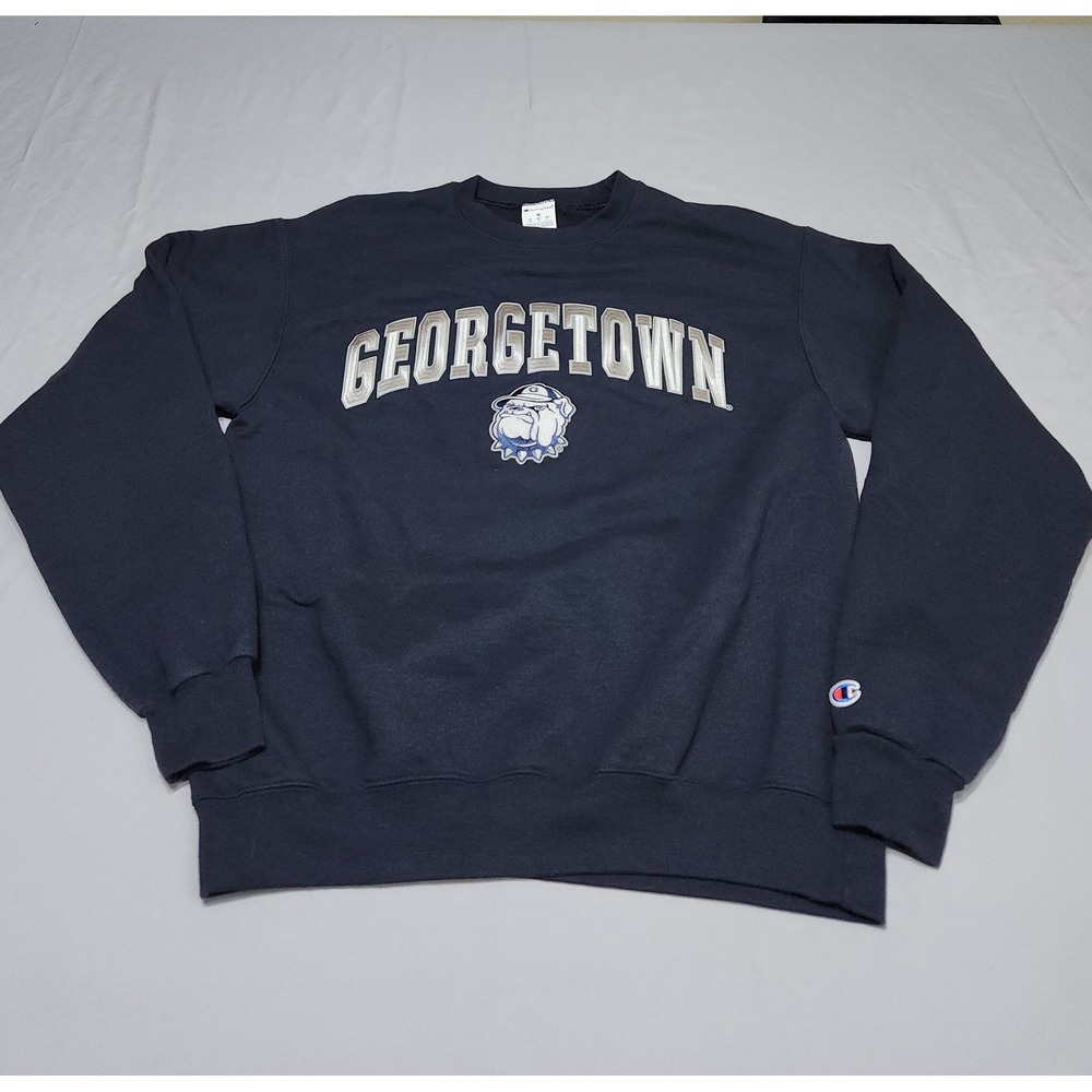 Champion Georgetown Hoyas Sweatshirt Navy Blue Jack the Bulldog Crewneck Mens M